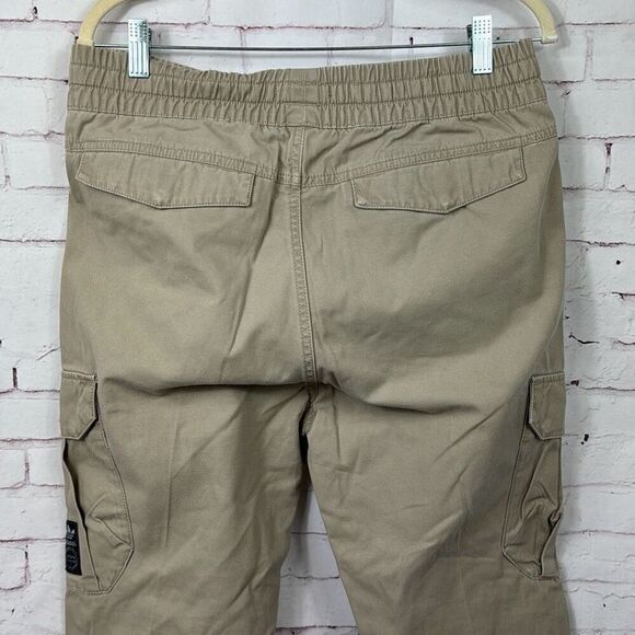 Adidas Pants Mens 30 Jogger Cargo Tapered Leg Pull On Drawstring Pocket Beige - Picture 9 of 11